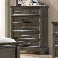 Traditional 5-Drawer Bedroom Chest with Crown Molding