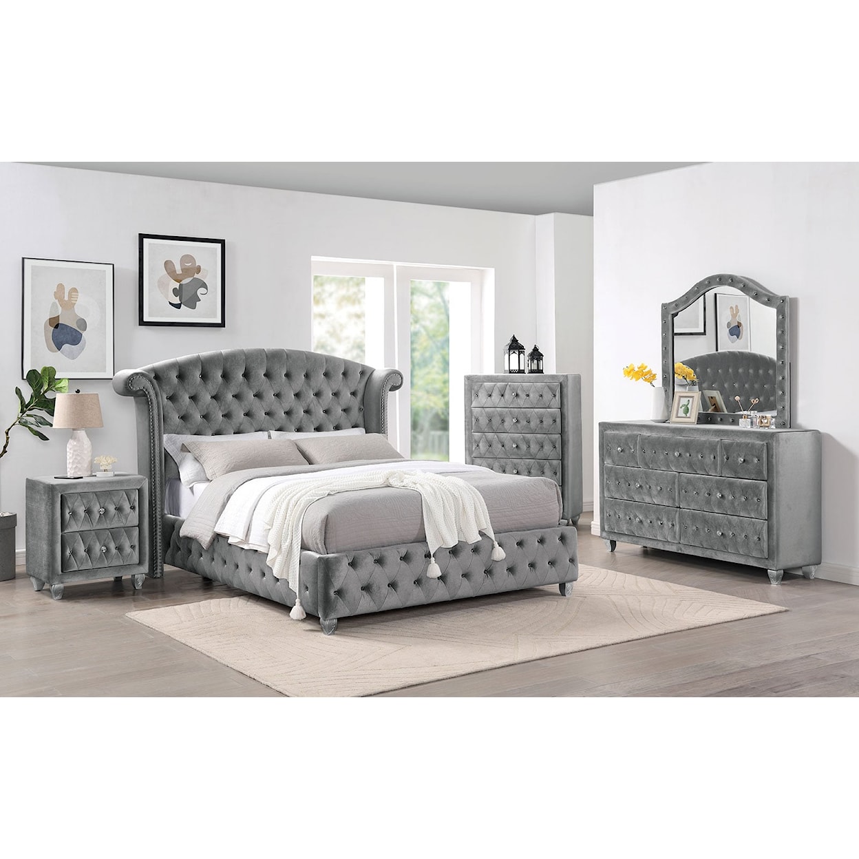 Furniture of America Zohar 5-Piece Queen Bedroom Set with 2 Nightstands