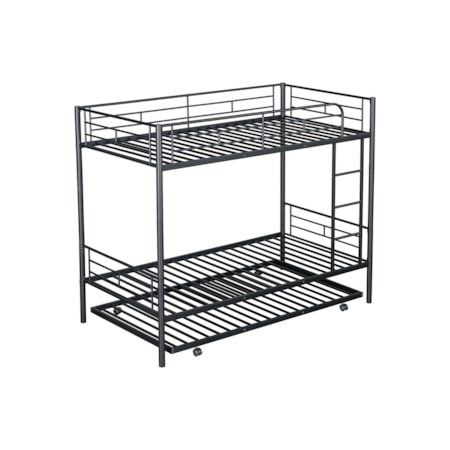 Twin over Twin Bunk Metal Bed with Trundle