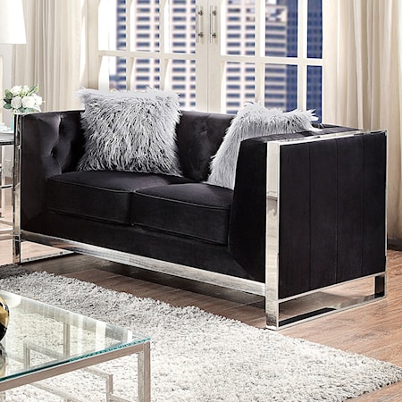 Black Loveseat with Pillows