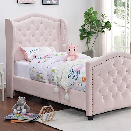 Contemporary Upholstered Youth Twin Bed