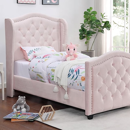 Upholstered Full Bed with Button Tufting