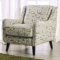 Transitional Floral Pattern Upholstered Accent Chair