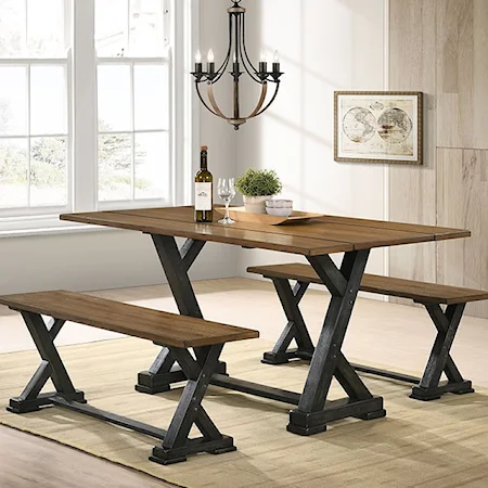 Rustic Dining Table with Trestle Base