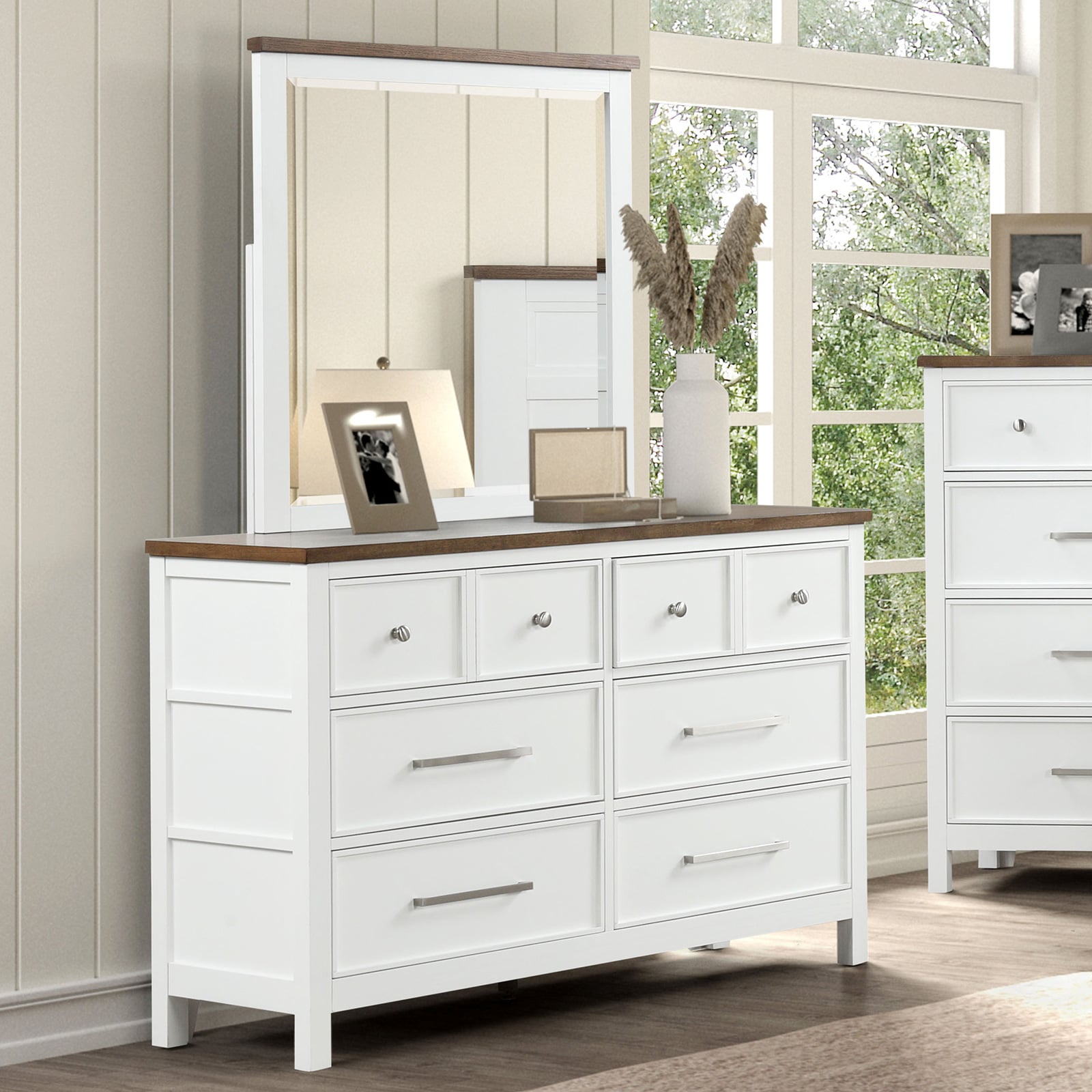 Dresser and Mirror Set