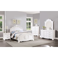 Transitional 4-Piece Twin Bedroom Set with Carved Wood Details