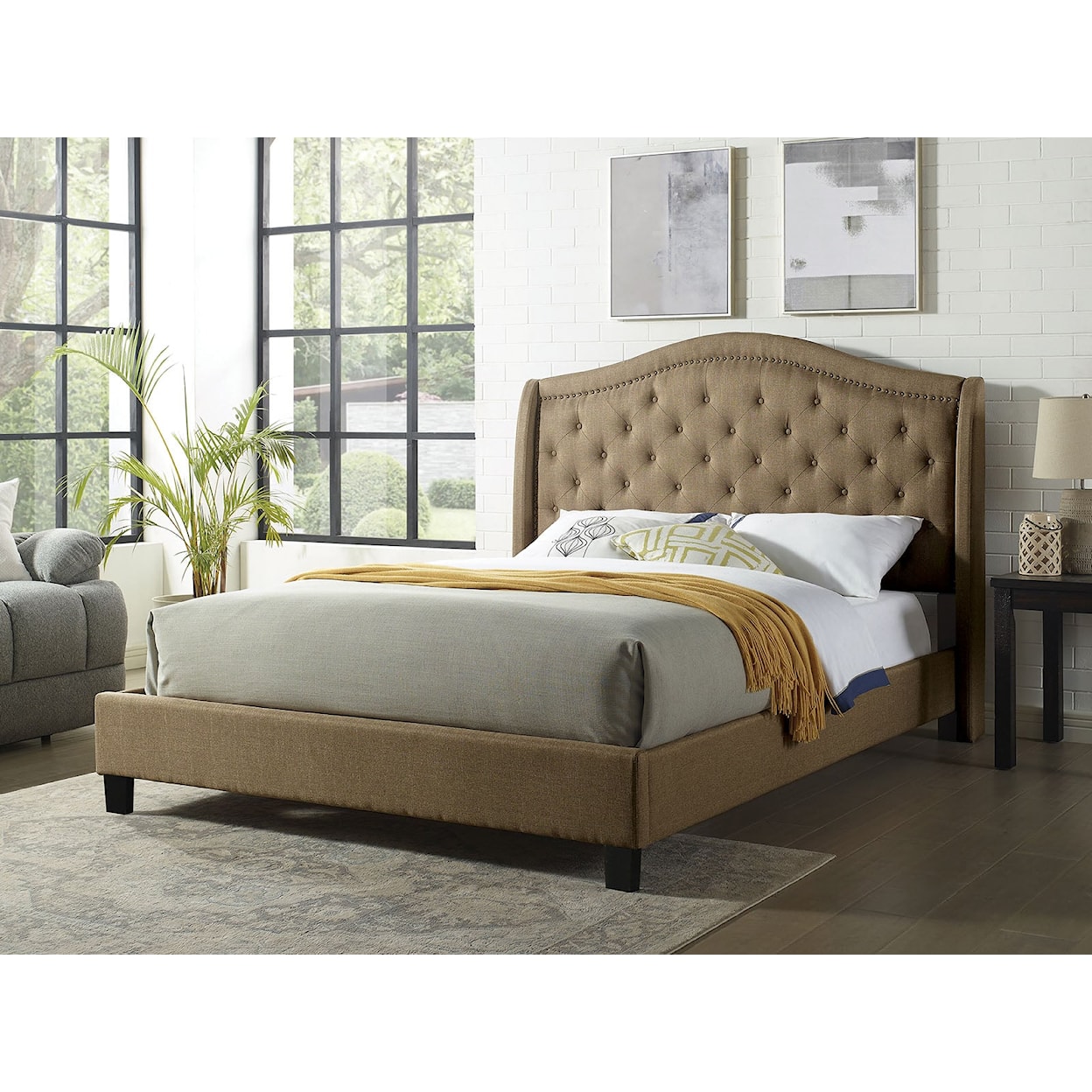 Furniture of America Carly Queen Bed, Brown