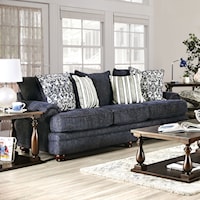 Transitional Sofa with Low Rolled Arms