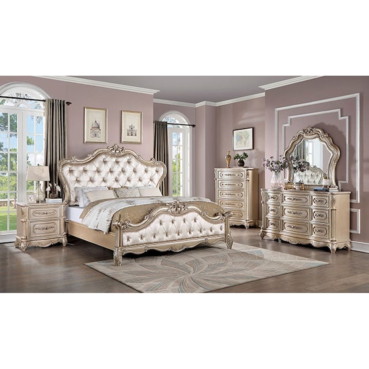 Furniture of America Rosalind Upholstered Queen Bed