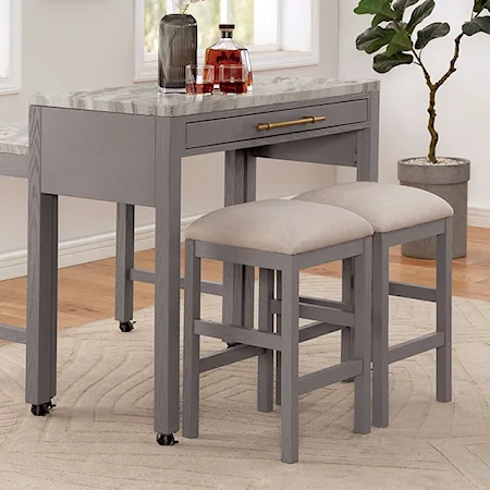 Farmhouse Counter Height Table with Slide-out Top Extension