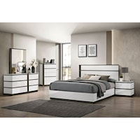Contemporary 5-Piece California King Panel Bed Bedroom Set