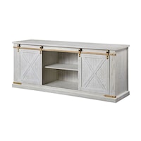 Rustic Sliding Door TV Console - White