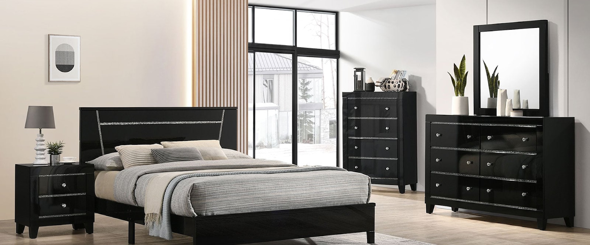 Contemporary 5-Piece Bedroom Set with Drawer Chest