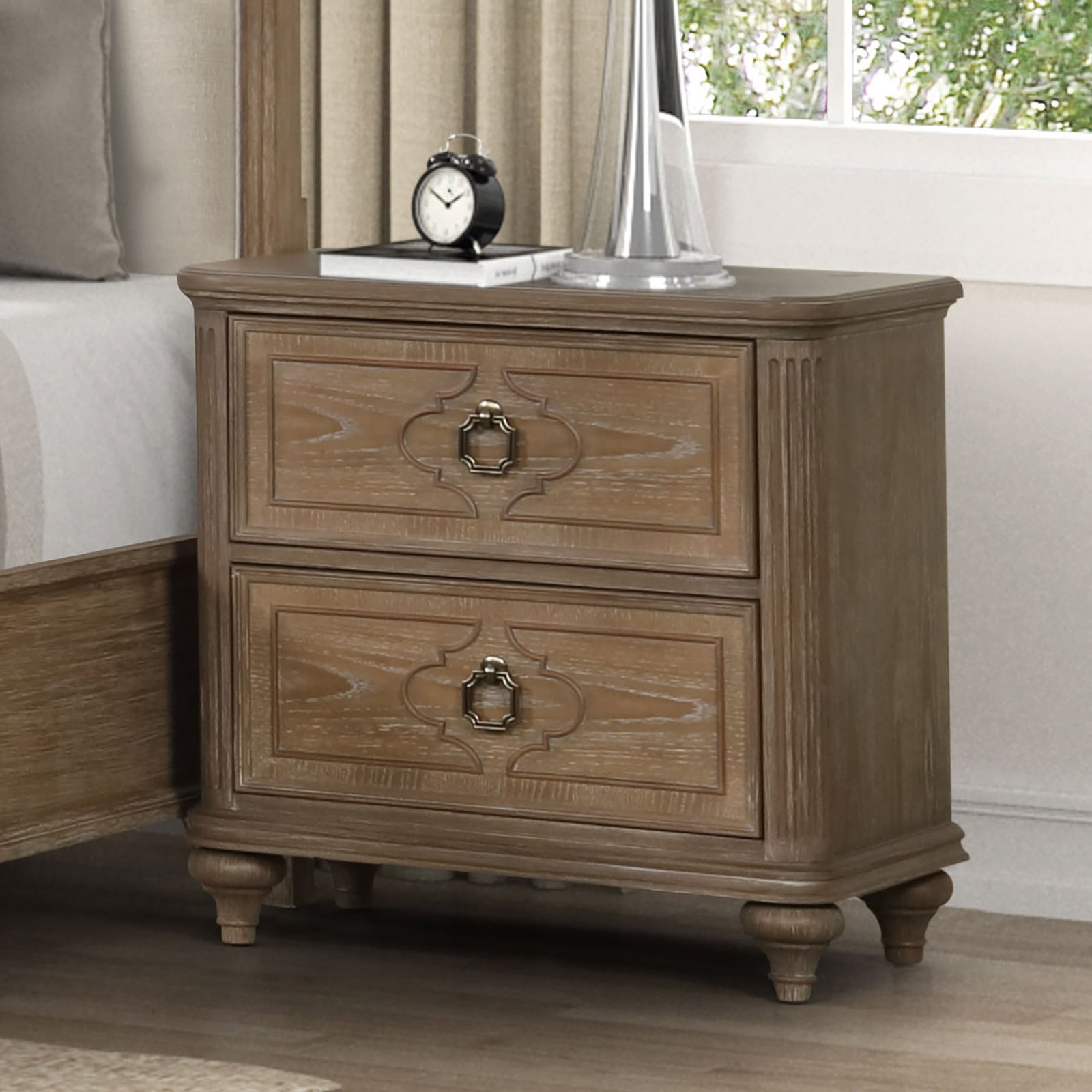 Furniture of America Lyris 2-Drawer Nightstand