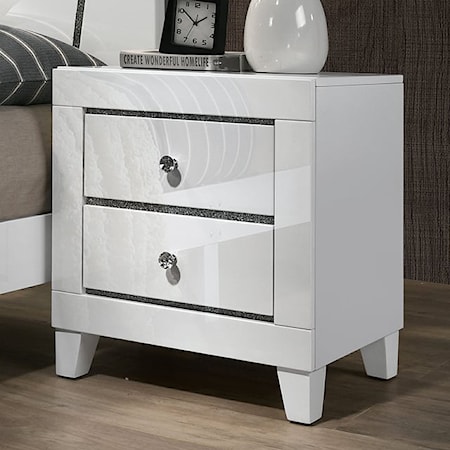 White 2-Drawer Nightstand