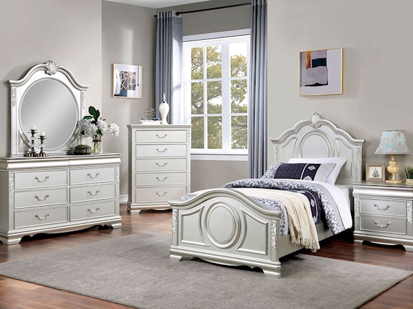 4-Piece Twin Bedroom Set with Wood Details