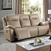 Gaspe Transitional Power Sofa with USB Port - Light Brown