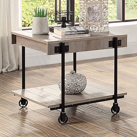 Industrial End Table with Open Bottom Shelf