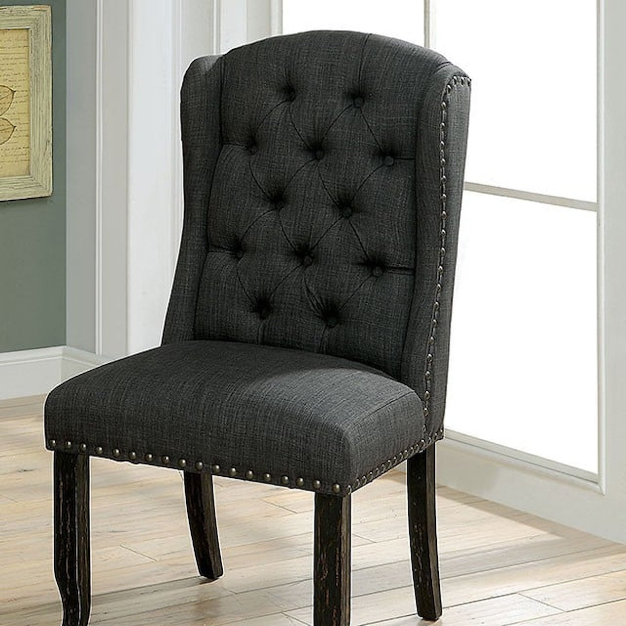 Furniture of America - FOA Sania Wingback Dining Chair with Button Tufting