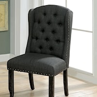 Rustic Wingback Dining Chair with Button Tufting - Set of 2