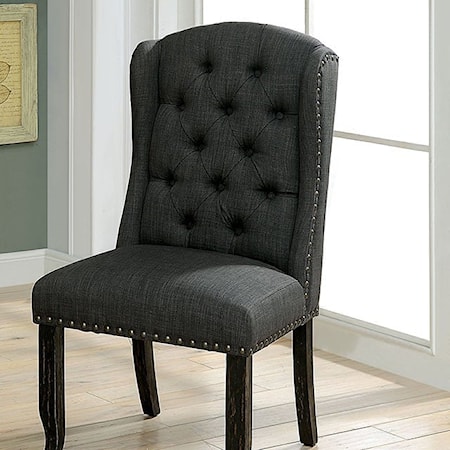 Wingback Dining Chair with Button Tufting