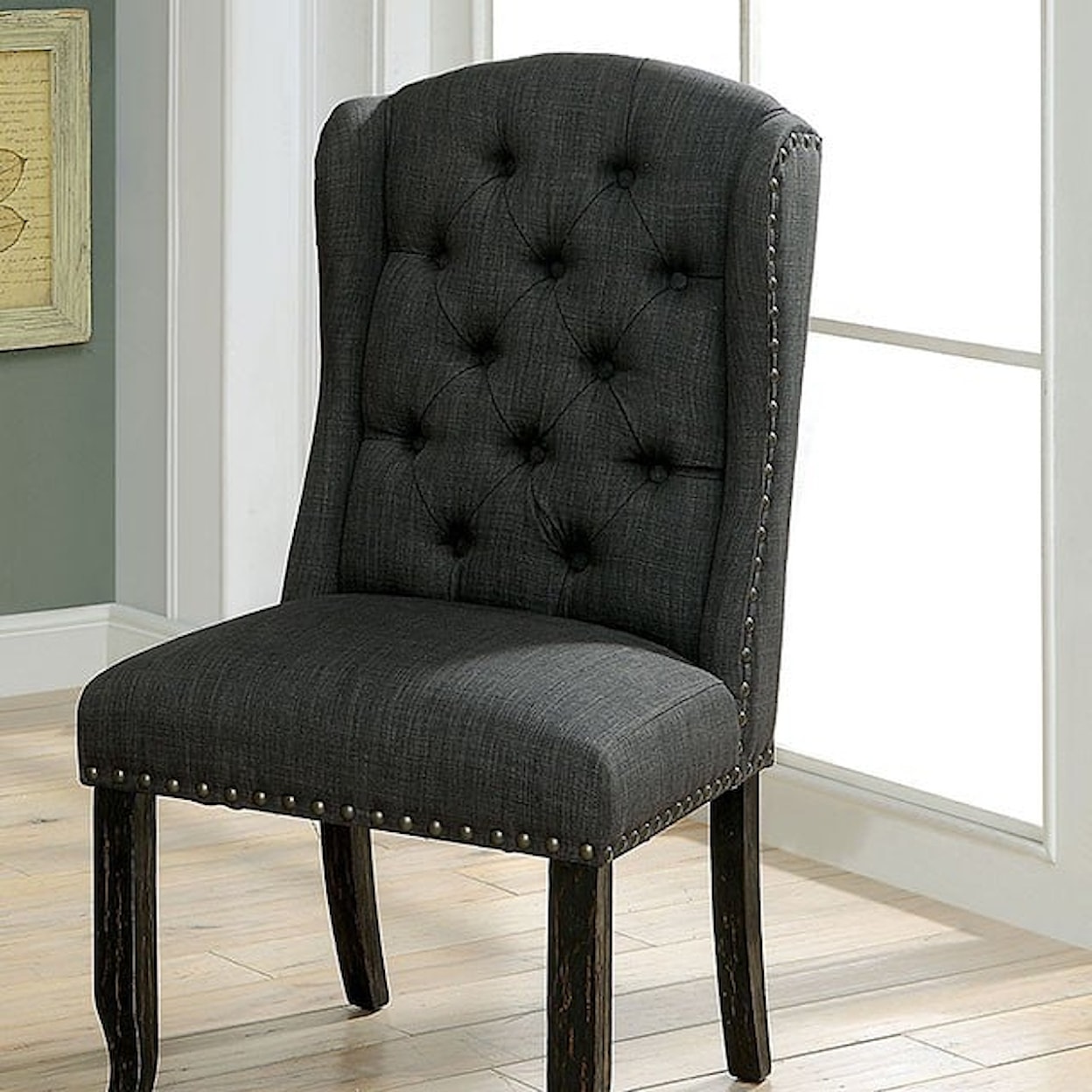 Furniture of America Sania Wingback Dining Chair with Button Tufting