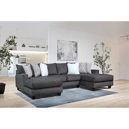 Contemporary U-Shaped Sectional with Two Chaise's