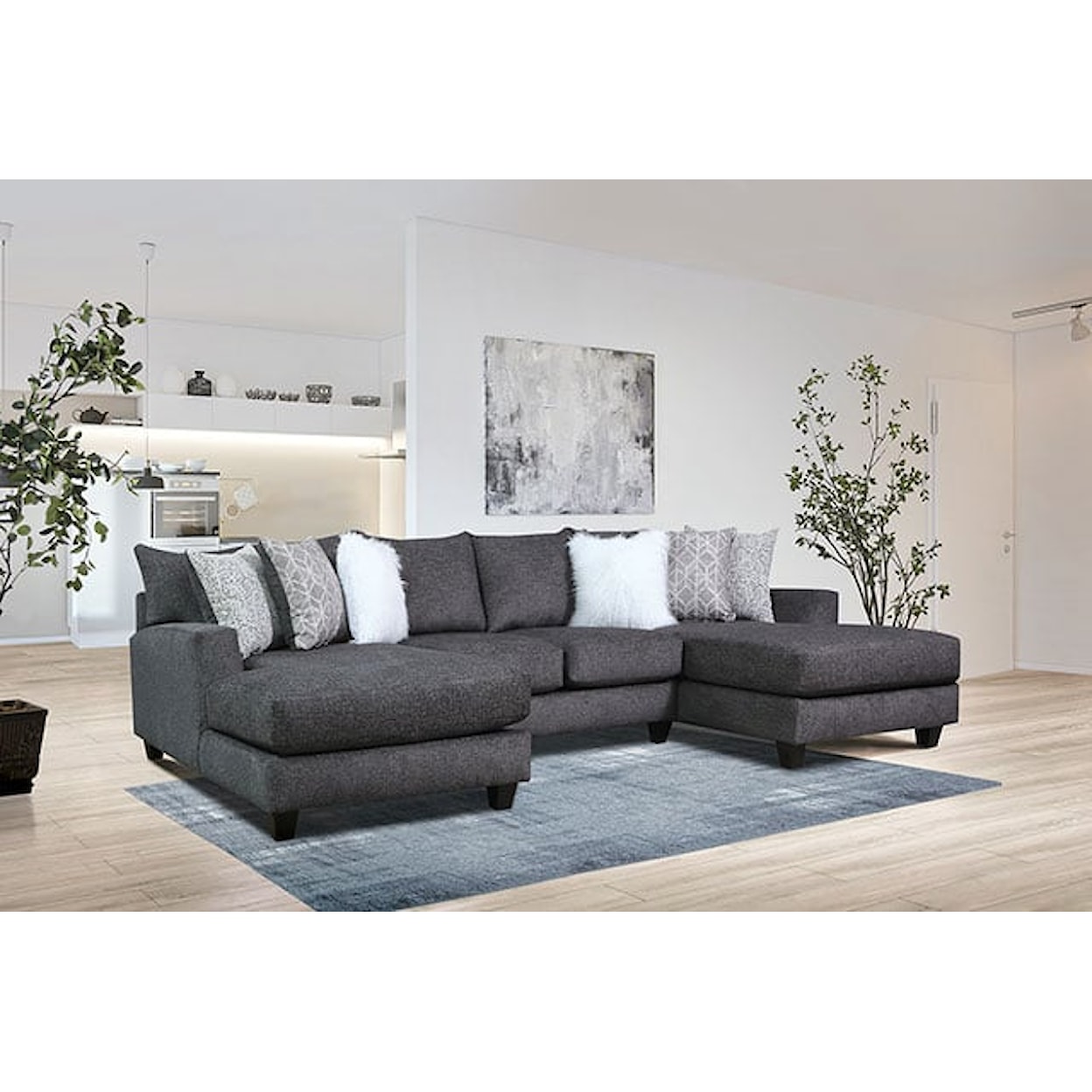 Furniture of America Kennington U-Shaped Sectional with Two Chaises