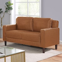 Contemporary Faux Leather Loveseat - Camel