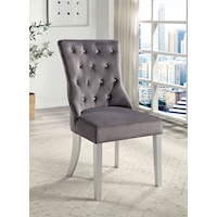 Glam Upholstered Side Chair with Button Tufted Back