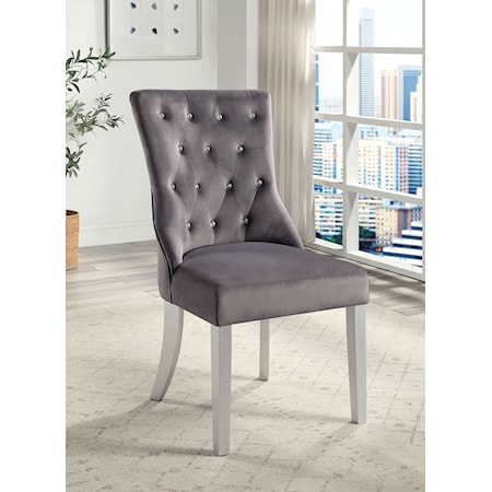 Glam Upholstered Side Chair with Button Tufted Back