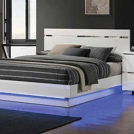 Erlach Contemporary Queen Bed with Built-in LED Lighting