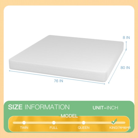 8&quot; King Green Tea Gel Memory Foam