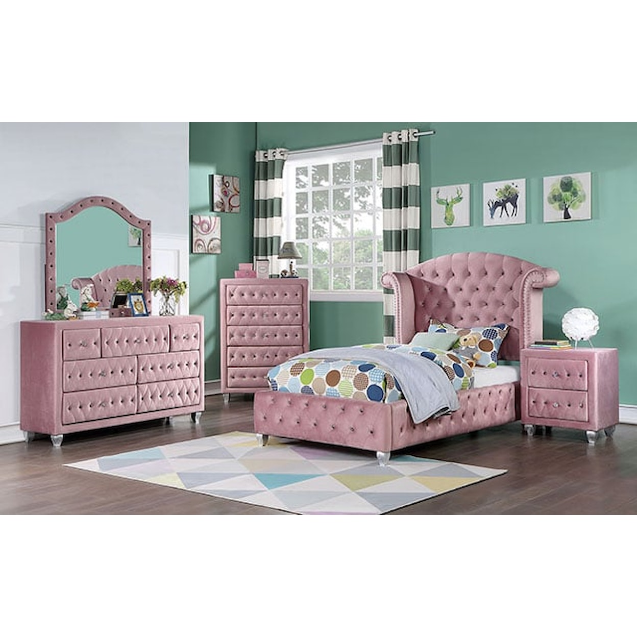 Furniture of America - FOA Zohar Twin Bed Pink