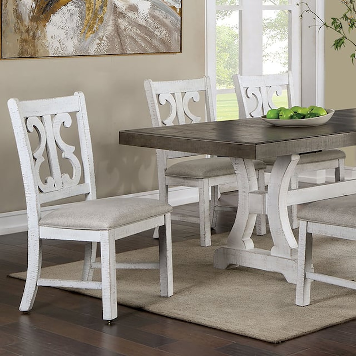 Furniture of America Auletta Dining Table with Trestle Base