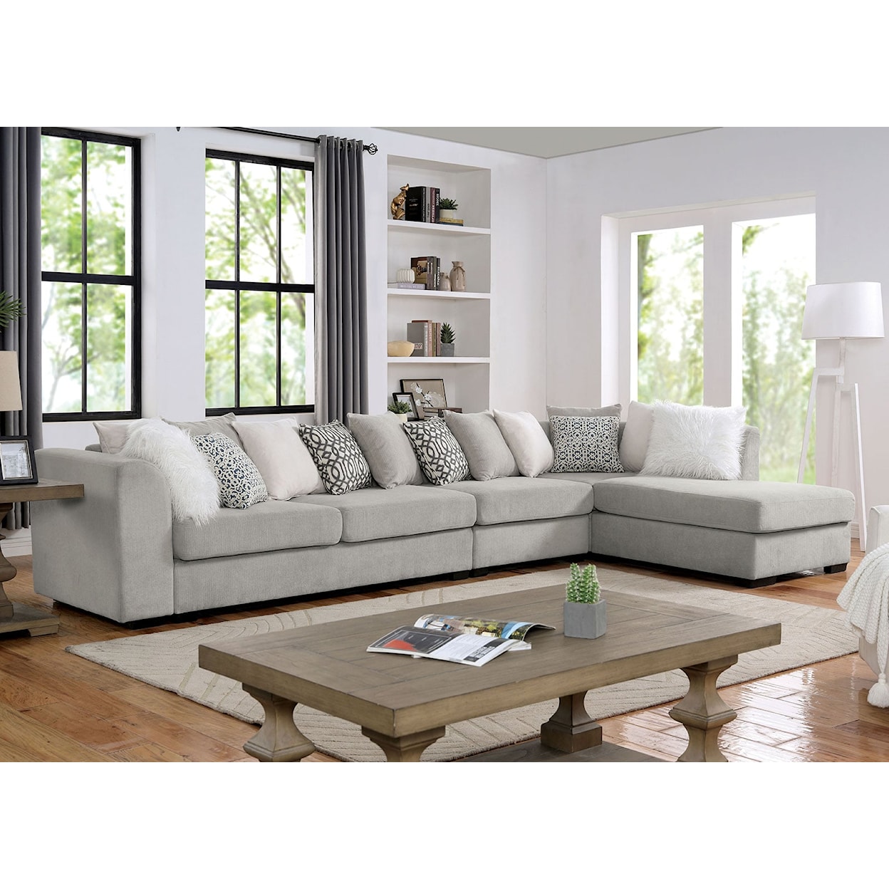 Furniture of America Leandra 4-Piece Sectional Sofa