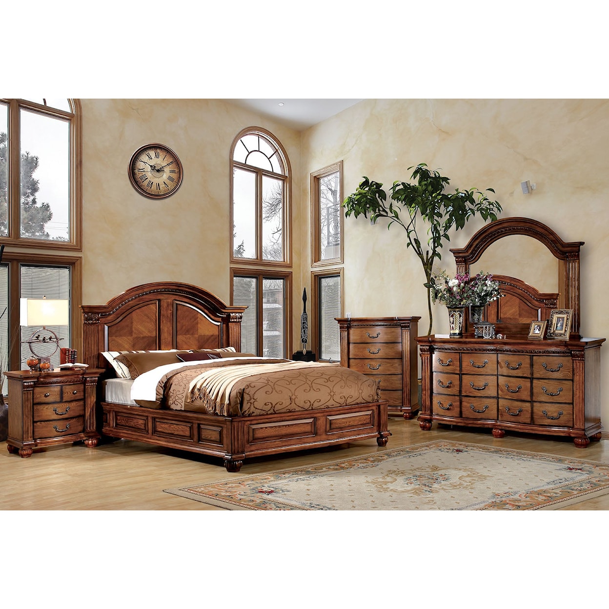 Furniture of America Bellagrand 5 Pc. Queen Bedroom Set w/ 2NS