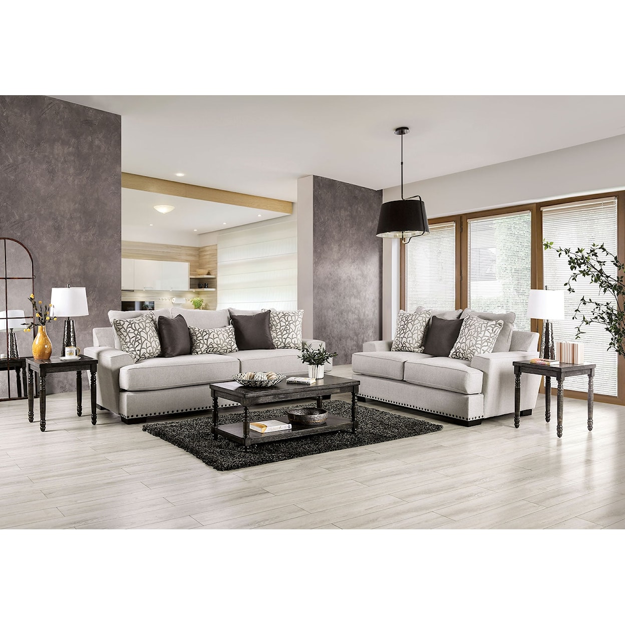 Furniture of America Picotee Sofa + Loveseat