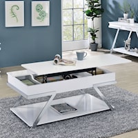 Contemporary Coffee Table with Lift Top Design & Chrome Frames