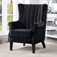 Contemporary Black Accent Chair with Channel Tufting