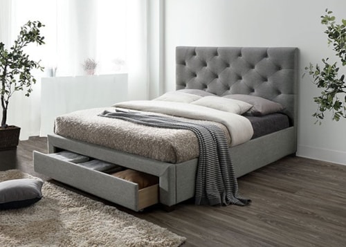 Contemporary California King Storage Bed