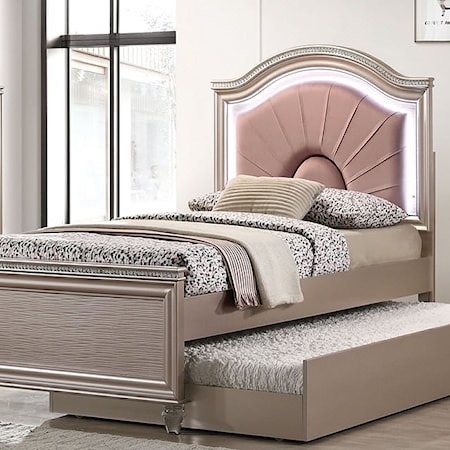 Twin Bed with Upholstered Headboard