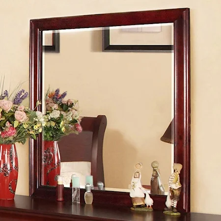 Transitional Square Mirror - Cherry