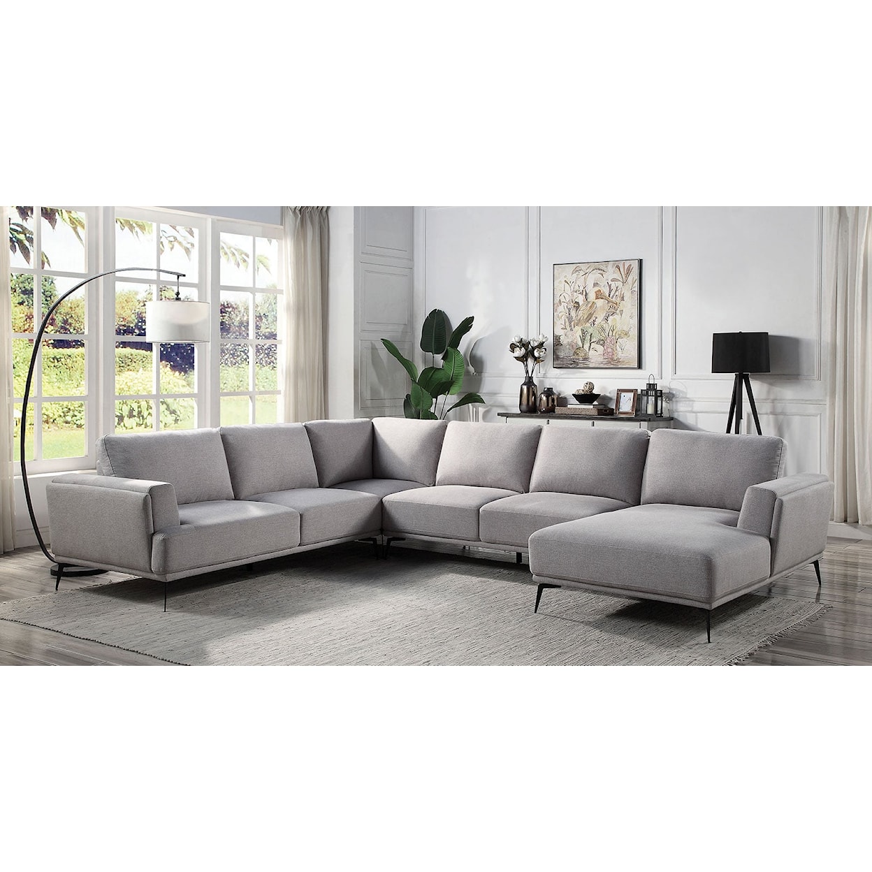 Furniture of America LAUFEN L Shaped Sectional Sofa
