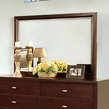 Transitional Dresser Mirror with Brown Cherry Trim