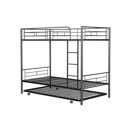 Twin over Twin Bunk Metal Bed with Trundle