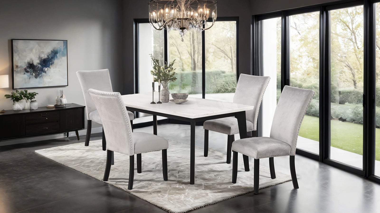 Furniture of America Sabro 5-Piece Dining Table Set