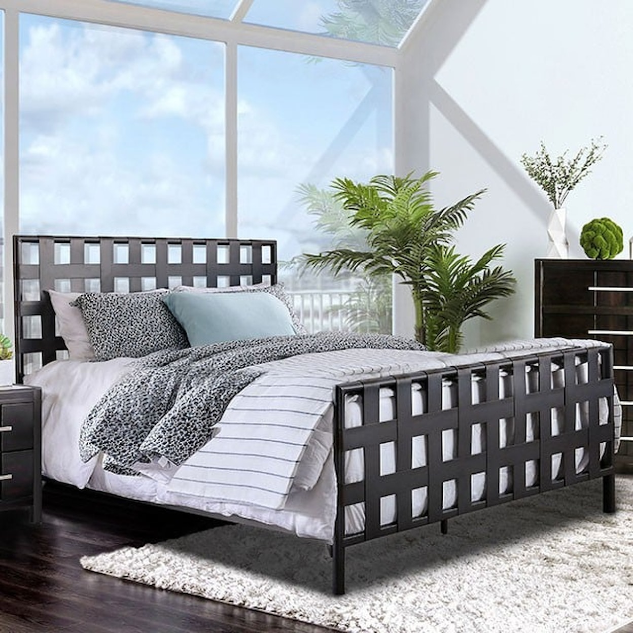 Furniture of America Earlgate Twin Bed with Lattice Style Headboard