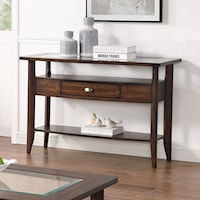 Transitional Dark Walnut Console Table with Glass Top