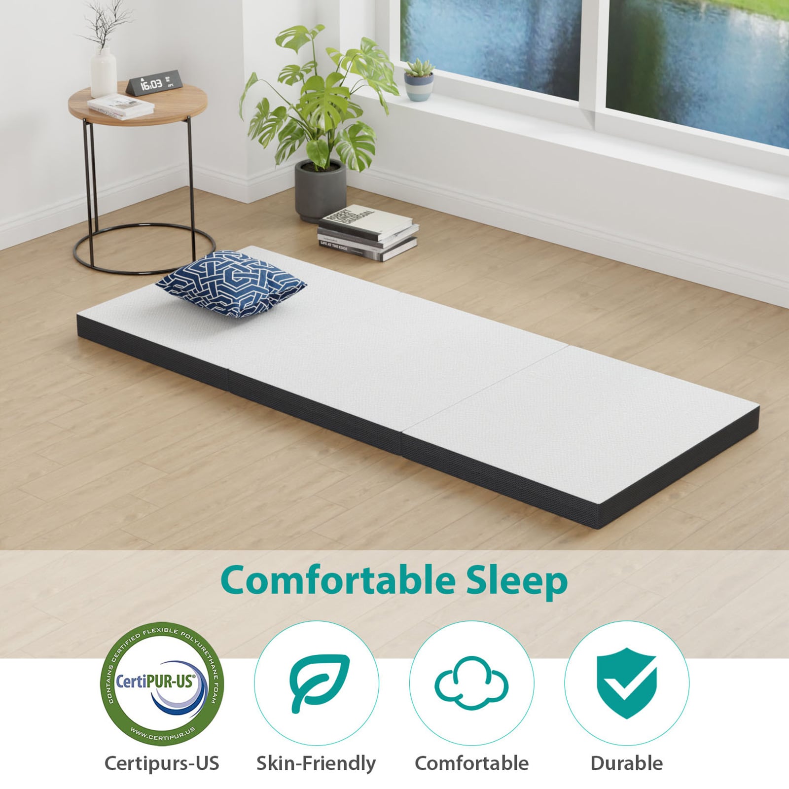 Furniture of America Hollyhock 4" Queen Tri-Fold Memory Foam Topper